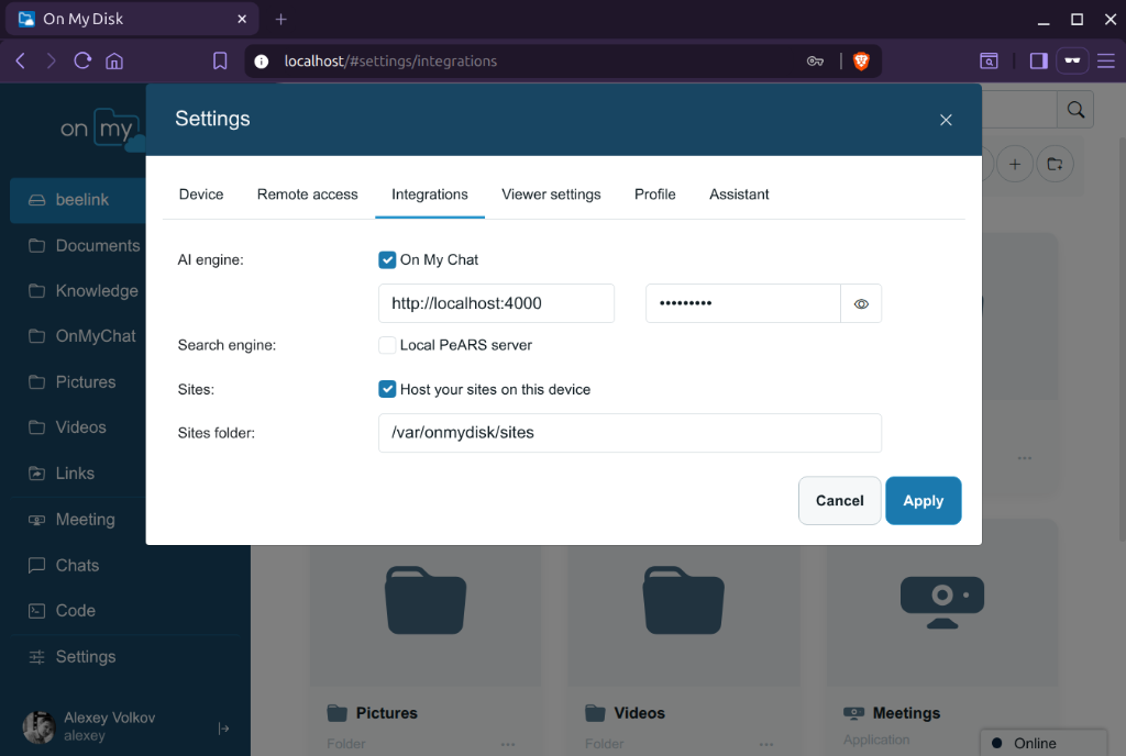Integrations Settings