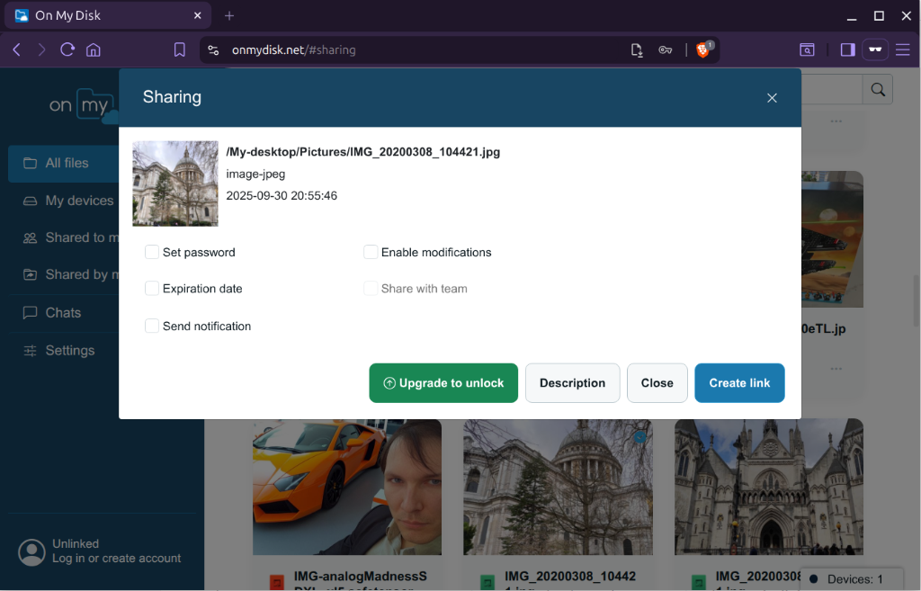 Sharing Modal